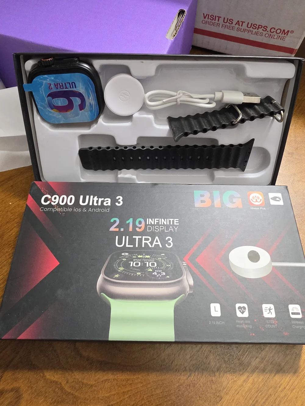 C900 Ultra 3 Smartwatch - Green Silicone Strap
